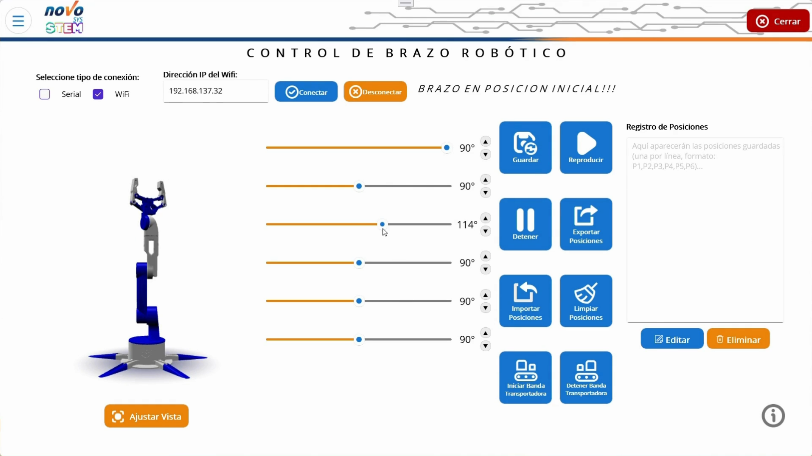 Control de brazo robotico